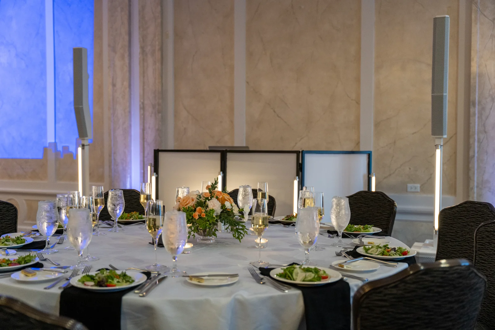 Pro Audio Line-Array Speakers & DJ Facade Setup