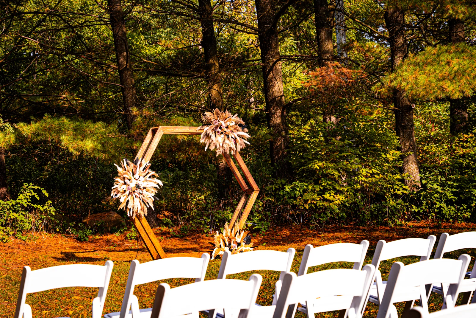 Forest Wedding Ceremony Arch and Seating